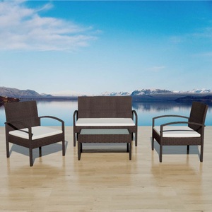 Diverse Hardware, 4-tlg. Garten-Lounge-Set mit Auflagen Poly Rattan Braun, VidaXL - Garten-sofagarnitur poly-rattan, One Size, Braun
