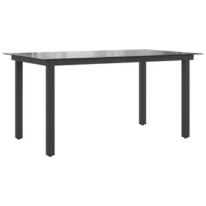 Diverse Hardware, Garten-Esstisch Glas Aluminium 150 x 90 x 74 cm Schwarz
