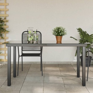 Diverse Hardware, Garten-Esstisch Glas Aluminium 150 x 90 x 74 cm Schwarz, vidaXL Gartentisch Schwarz 150x90x74 cm Aluminium und Glas