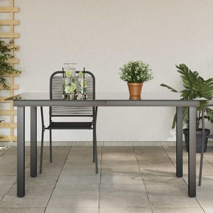 Diverse Hardware, Garten-Esstisch Glas Aluminium 150 x 90 x 74 cm Schwarz