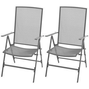vidaXL, vidaXL Stapelbare Gartenstühle 2 Stk. Stahl Grau