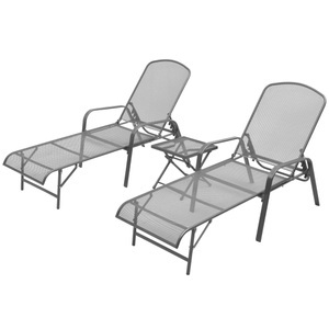 Diverse Hardware, Sonnenliegen 2 Stk. mit Tisch Stahl Anthrazit, vidaXL Sonnenliegen 2 Stk. mit Tisch Stahl Anthrazit