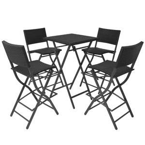 Diverse Hardware, 5-tlg. Garten-Essgruppe Klappbar Stahl Poly Rattan Schwarz, vidaXL 5-tlg. Garten-Essgruppe Klappbar Stahl Poly Rattan Schwarz