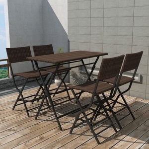 Diverse Hardware, 5-tlg. Garten-Essgruppe Klappbar Stahl Poly Rattan Braun, 