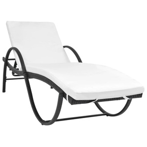 Diverse Hardware, Sonnenliege mit Auflage Poly Rattan Schwarz, vidaXL Sonnenliege mit Auflage Poly Rattan Schwarz