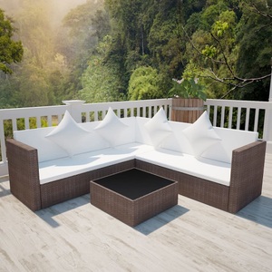 Diverse Hardware, 4-tlg. Garten-Lounge-Set mit Auflagen Poly Rattan Braun, vidaXL 4-tlg. Garten-Lounge-Set mit Kissen Poly-Rattan Braun