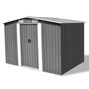 Diverse Hardware, Gartenschuppen Grau Metall 257 x 205 x 178 cm, VidaXL - Gartenlaube stahl, One Size, Grau
