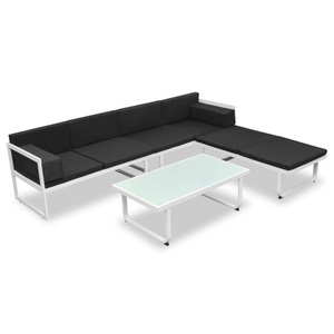 Diverse Hardware, 4-tlg. Garten-Lounge-Set mit Auflagen Aluminium Schwarz, vidaXL 4-tlg. Garten-Lounge-Set mit Auflagen Aluminium Schwarz