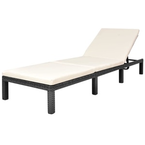 Diverse Hardware, Sonnenliege mit Auflage Poly Rattan Schwarz
