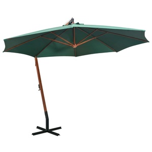 vidaXL, vidaXL Sonnenschirm Ampelschirm 350 cm Holzmast Grün, vidaXL Ampelschirm 350 cm Holzmast Grün