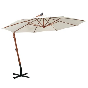 Sonnenschirm Ampelschirm 350 cm Holzmast Weiss