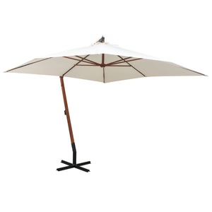 Diverse Hardware, Sonnenschirm Ampelschirm 300 x 300 cm Holzmast Weiss