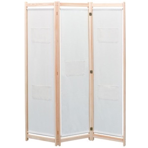 Diverse Hardware, 3-tlg. Raumteiler Kiefer Massiv 120 x 170 cm, vidaXL 3-teiliger Raumteiler Creme 120 x 170 x 4 cm Stoff