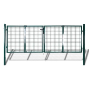 vidaXL, vidaXL Gartenzaun Tor 289x100 cm/306x150 cm Stahl Grün, vidaXL Gartenzaun Tor 289x100 cm/306x150 cm Stahl Grün