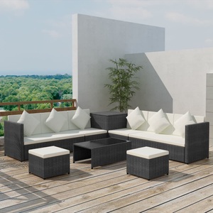 vidaXL, vidaXL 8-tlg. Garten-Lounge-Set mit Kissen Poly Rattan Schwarz