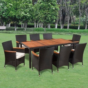 Diverse Hardware, 9-tlg. Garten-Essgruppe mit Auflagen Poly Rattan, vidaXL 9-tlg. Garten-Essgruppe mit Auflagen Poly Rattan