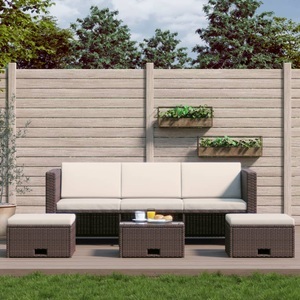 Diverse Hardware, 4-tlg. Garten-Lounge-Set mit Auflagen Poly Rattan Braun