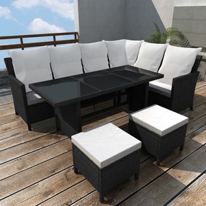 vidaXL, vidaXL 4-tlg. Garten-Lounge-Set mit Auflagen Poly Rattan Schwarz