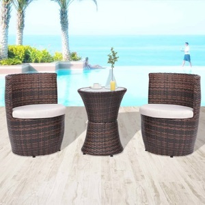 Diverse Hardware, 3-tlg. Bistro-Set mit Auflagen Poly Rattan Braun