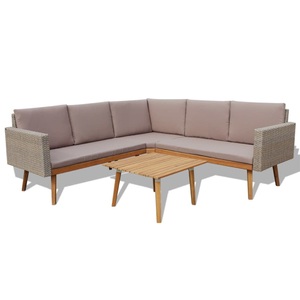 Diverse Hardware, 4-tlg. Garten-Lounge-Set mit Auflagen Poly Rattan Grau, vidaXL 4-tlg. Garten-Lounge-Set mit Auflagen Poly Rattan Grau