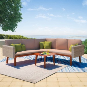 Diverse Hardware, 4-tlg. Garten-Lounge-Set mit Auflagen Poly Rattan Grau, vidaXL 4-tlg. Garten-Lounge-Set mit Auflagen Poly Rattan Grau