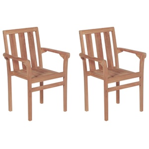 vidaXL, vidaXL Stapelbare Gartenstühle 2 Stk. Massivholz Teak, vidaXL Stapelbare Gartenstühle 2 Stk. Massivholz Teak