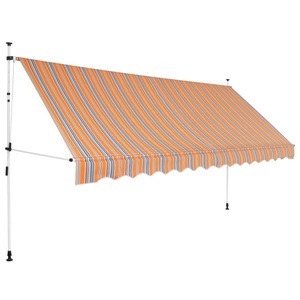 Diverse Hardware, Einziehbare Markise Handbetrieben 350 cm Gelb/Blau Gestreift, vidaXL Einziehbare Markise Handbetrieben 350 cm Gelb/Blau Gestreift