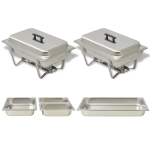 Diverse Hardware, Chafing Dish Set 2-tlg. Edelstahl, vidaXL Chafing Dish Set 2-tlg. Edelstahl