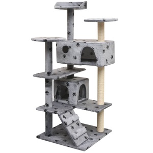 Diverse Hardware, Katzen-Kratzbaum 125 cm Pfoten-Aufdruck Grau, 