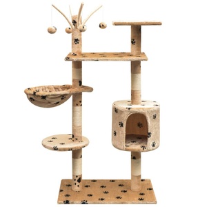 Diverse Hardware, Katzen-Kratzbaum 125 cm Beige mit Pfoten-Aufdruck, vidaXL Katzen-Kratzbaum 125 cm Beige mit Pfoten-Aufdruck