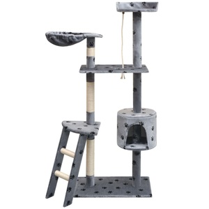 Diverse Hardware, Katzen-Kratzbaum 150 cm Pfoten-Aufdruck Grau, vidaXL Katzen-Kratzbaum 150 cm Pfoten-Aufdruck Grau