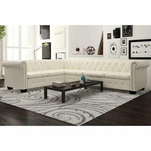 Diverse Hardware, Chesterfield Ecksofa 6-Sitzer Kunstleder Weiss
