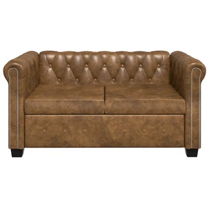 Diverse Hardware, Chesterfield Sofa 2-Sitzer Kunstleder Braun, vidaXL Chesterfield-Sofa 2-Sitzer Kunstleder Braun