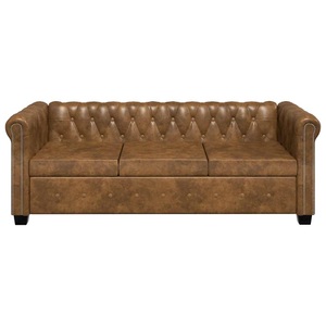 Diverse Hardware, Chesterfield Sofa 3-Sitzer Kunstleder Braun, vidaXL Chesterfield-Sofa 3-Sitzer Kunstleder Braun