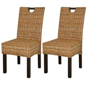 vidaXL, vidaXL Esszimmerstühle 2 Stk. Kubu-Rattan Mangoholz, 