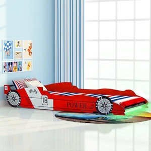 Diverse Hardware, Kinderbett mit LED im Rennwagen-Design 90 x 200 cm Rot