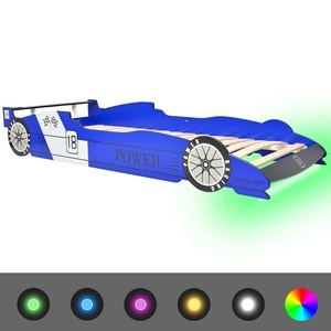 Diverse Hardware, Kinderbett mit LED im Rennwagen-Design 90 x 200 cm Blau