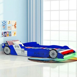 Diverse Hardware, Kinderbett mit LED im Rennwagen-Design 90 x 200 cm Blau