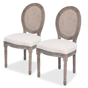 vidaXL, vidaXL Esszimmerstühle 2 Stk. Creme Stoff, vidaXL Esszimmerstühle 2 Stk. Creme Stoff