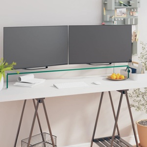 vidaXL, vidaXL TV-Tisch/Bildschirmerhöhung Glas Transparent 110x30x13 cm, vidaXL TV-Tisch/Bildschirmerhöhung Glas Transparent 110x30x13 cm