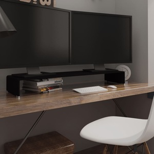 vidaXL, vidaXL TV-Tisch/Bildschirmerhöhung Glas Schwarz 110x30x13 cm, vidaXL TV-Tisch/Bildschirmerhöhung Glas Schwarz 110x30x13 cm