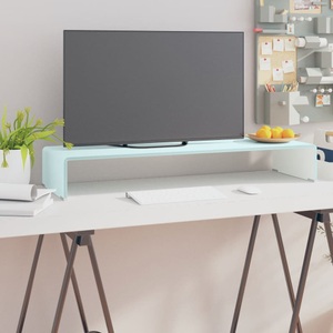 vidaXL, vidaXL TV-Tisch/Bildschirmerhöhung Glas Weiß 90x30x13 cm, vidaXL TV-Aufsatz/Monitorerhöhung Glas Grün 90x30x13 cm