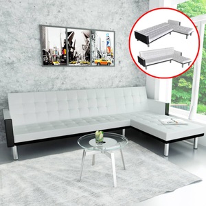 Diverse Hardware, Ecksofa mit Schlaffunktion Kunstleder Weiss