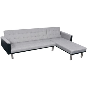 vidaXL, vidaXL Schlafsofa L-Form Stoff Schwarz und Grau