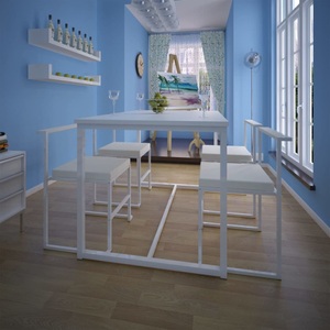 vidaXL, vidaXL 5-teilige Essgruppe Tisch + 4 Stühle Weiß, 