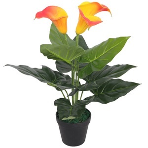 vidaXL, vidaXL Künstliche Calla-Lilie mit Topf 45 cm Rot und Gelb, vidaXL Künstliche Calla-Lilie mit Topf 45 cm Rot und Gelb