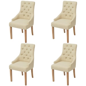 vidaXL, vidaXL Esszimmerstühle 4 Stk. Cremeweiß Stoff, vidaXL Esszimmerstühle 4 Stk. Cremeweiß Stoff