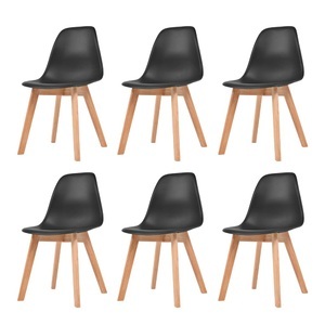 vidaXL, vidaXL Esszimmerstühle 6 Stk. Schwarz Kunststoff, vidaXL Esszimmerstühle 6 Stk. Schwarz Kunststoff