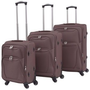 vidaXL, vidaXL 3-tlg. Weichgepäck Trolley-Set Kaffeebraun, vidaXL 3-tlg. Weichgepäck Trolley-Set Kaffeebraun