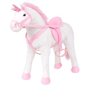 vidaXL, vidaXL Plüschtier Stehend Einhorn Weiß und Rosa XXL, vidaXL Plüschtier Einhorn Stehend Plüsch Weiß und Rosa XXL